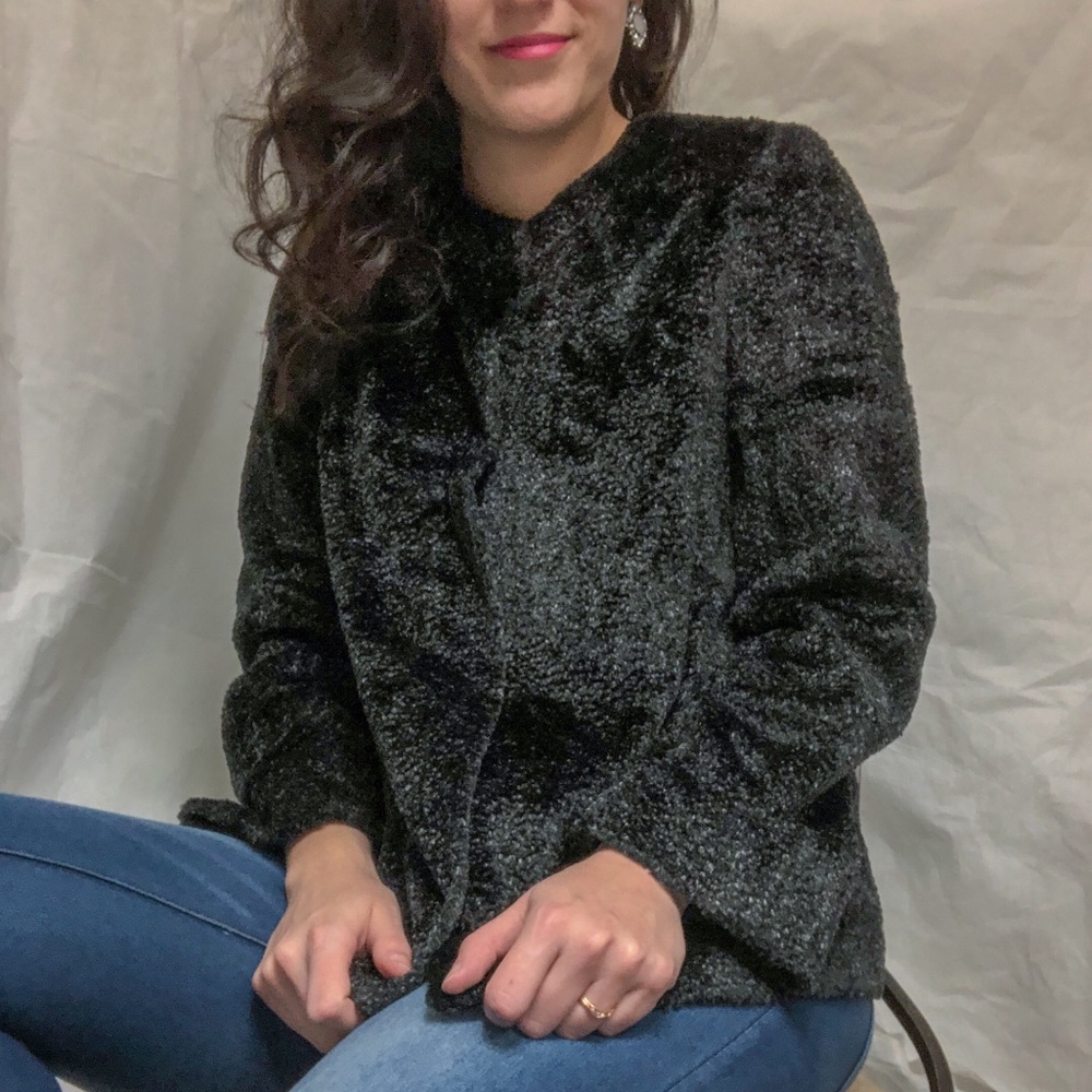 Vintage  MaxMara Black Teddy Jacket Fuzzy + Soft
